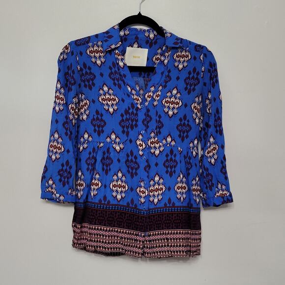 Anthropologie Maeve Woodland Walk Blouse Women's Size 2 - Picture 2 of 5